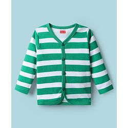 Babyhug 100% Cotton Interlock Knit Full Sleeves Front Open Jhablas with Stripe Design & Dino Print Pack of 3 - White Green & Mustard