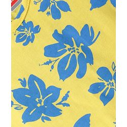 Babyhug Cotton Woven Half Sleeves Frock with Inner T-Shirt & Floral Print - Blue & Yellow