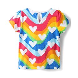 Babyhug Cotton Woven Frock & Half Sleeves Inner Tee With Heart Print - Blue