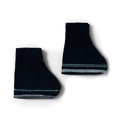 Babyhug Knitted Full Sleeves Striped Sweater Set With Cap & Booties - Navy Blue