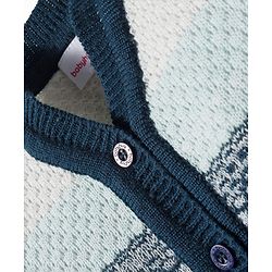 Babyhug Knitted Full Sleeves Striped Sweater Set With Cap & Booties - Navy Blue