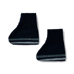 Babyhug Knitted Full Sleeves Striped Sweater Set With Cap & Booties - Navy Blue