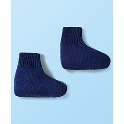 Babyhug Knit Full Sleeves Front Open Sweater & Pant Set with Cap & Booties & Fair Isle Design - Navy Blue & White