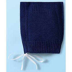 Babyhug Knit Full Sleeves Front Open Sweater & Pant Set with Cap & Booties & Fair Isle Design - Navy Blue & White