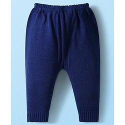 Babyhug Knit Full Sleeves Front Open Sweater & Pant Set with Cap & Booties & Fair Isle Design - Navy Blue & White