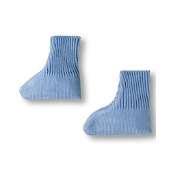 Babyhug Knit Full Sleeves  Front Open Sweater Sets With Cap & Booties With Stripes - Light Blue