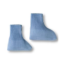 Babyhug Knit Full Sleeves  Front Open Sweater Sets With Cap & Booties With Stripes - Light Blue