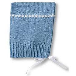 Babyhug Knit Full Sleeves  Front Open Sweater Sets With Cap & Booties With Stripes - Light Blue