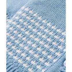 Babyhug Knit Full Sleeves  Front Open Sweater Sets With Cap & Booties With Stripes - Light Blue
