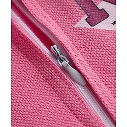 Babyhug 100% Cotton Single Jersey Knit Half Sleeves Text Printed Dress With Collar Neck - Pink