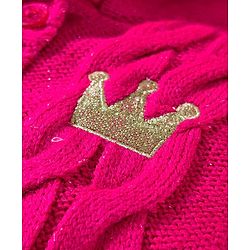 Babyhug Knit Full Sleeves Hooded Front Open Sweater with Cable Knit Design - Dark Pink