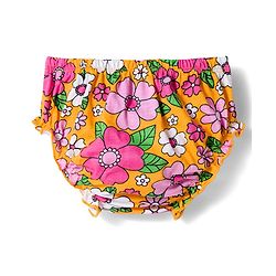 Babyhug Single Jersey Knit Half Sleeves Floral Printed Frock With Bloomer & Headband - Yellow