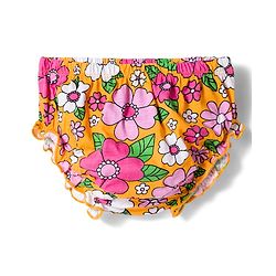 Babyhug Single Jersey Knit Half Sleeves Floral Printed Frock With Bloomer & Headband - Yellow