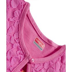 Babyhug Cotton Knit Half Sleeves Floral Printed Frock With Shrug - Pink