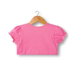 Babyhug Single Jersey Knit Frock & Half Sleeves Shrug With Floral Print & Bow Applique - Navy Blue & Pink
