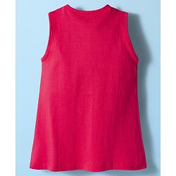 Babyhug Single Jersey Knit Floral Printed Frock With Inner Half Sleeves Tee - Red