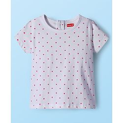 Babyhug Single Jersey Knit Floral Printed Frock With Inner Half Sleeves Tee - Red