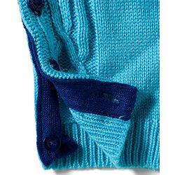 Babyhug Knit Full Sleeves Winter Wear Color Block Romper With Knit Design - Navy Blue & Light Blue