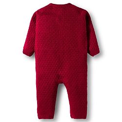 Babyhug Sweater Knit Full Sleeves Winter Wear Romper with Bunny Embroidery Patch - Maroon