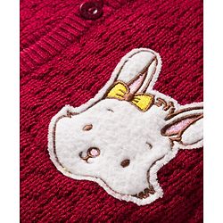 Babyhug Sweater Knit Full Sleeves Winter Wear Romper with Bunny Embroidery Patch - Maroon