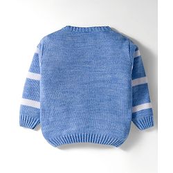 Babyhug Knitted Full Sleeves Smartfit Striped Cable Knit Design Pullover Sweater With Corduroy Pant - Blue