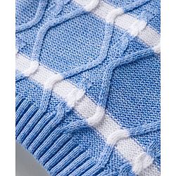 Babyhug Knitted Full Sleeves Smartfit Striped Cable Knit Design Pullover Sweater With Corduroy Pant - Blue