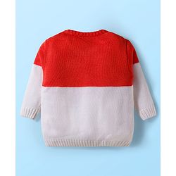 Babyhug Knitted Full Sleeves Sweater Set With Cable Knit Design - Red White & Navy Blue