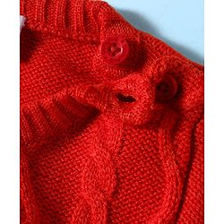 Babyhug Knitted Full Sleeves Sweater Set With Cable Knit Design - Red White & Navy Blue