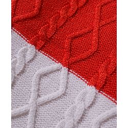 Babyhug Knitted Full Sleeves Sweater Set With Cable Knit Design - Red White & Navy Blue