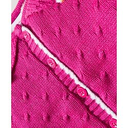 Babyhug Knit Full Sleeves Front Open Sweater with Inner Fur Lining & Collar Detailing - Pink