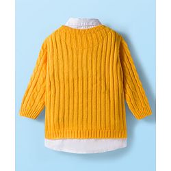 Babyhug Knit Full Sleeves Twofer Style Pullover Sweater with Cable Knit Design - Yellow