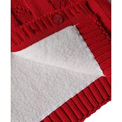 Babyhug Knit Full Sleeves Front Open Sweater Set with Schiffli Design - Red