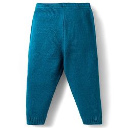 Babyhug Knitted Full Sleeves Hooded Sweater Set With Car Design - Teal Blue