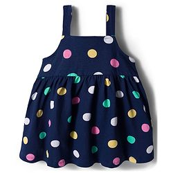 Babyhug Cotton Knit Half Sleeves T-Shirt with Bobby Print Frock  - Pink & Navy