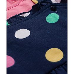 Babyhug Cotton Knit Half Sleeves T-Shirt with Bobby Print Frock  - Pink & Navy