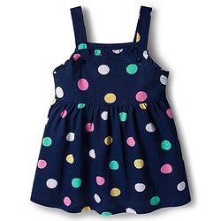 Babyhug Cotton Knit Half Sleeves T-Shirt with Bobby Print Frock  - Pink & Navy