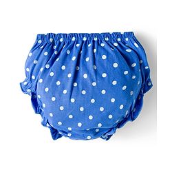 Babyhug Single Jersey knit Half Sleeves Frock With Bloomers & Polka Dot Print - Royal Blue