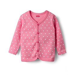 Babyhug 100% Cotton Interlock Knit Full Sleeves Front Open Jhablas With Floral & Polka Dots Print Pack Of 3 - Pink & Dark Pink