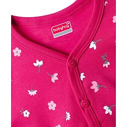 Babyhug 100% Cotton Interlock Knit Full Sleeves Front Open Jhablas With Floral & Polka Dots Print Pack Of 3 - Pink & Dark Pink