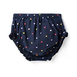 Babyhug Single Jersey Knit Full Sleeves Frocks With Bloomer & Heart Print - Navy Blue