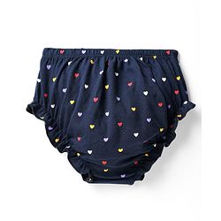 Babyhug Single Jersey Knit Full Sleeves Frocks With Bloomer & Heart Print - Navy Blue