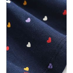 Babyhug Single Jersey Knit Full Sleeves Frocks With Bloomer & Heart Print - Navy Blue
