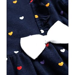 Babyhug Single Jersey Knit Full Sleeves Frocks With Bloomer & Heart Print - Navy Blue