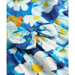 Babyhug 100% Cotton Sleeveless Floral Printed Tiered Dress - Blue