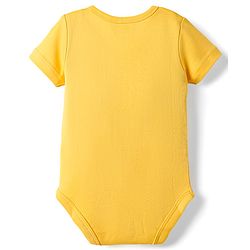 Babyhug 100% Cotton Knit Half Sleeves Striped & Dino Printed Onesies Pack of 3 - Yellow & White