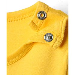 Babyhug 100% Cotton Knit Half Sleeves Striped & Dino Printed Onesies Pack of 3 - Yellow & White