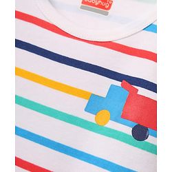 Babyhug 100% Cotton Knit Half Sleeves Striped Rompers with Vehicle Print Pack of 2 - Multicolor