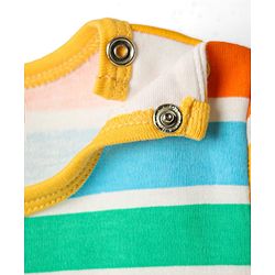 Babyhug 100% Cotton Knit Half Sleeves Striped & Dino Printed Rompers Pack of 2 - Multicolor