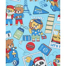 Babyhug 100% Cotton Interlock Knit Half Sleeves Romper with Stripe Design & Animal Print Pack of 2 - Red & Light Blue