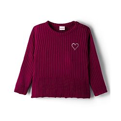 Babyhug Knit Full Sleeves Pullover Sweater with Heart Embroidery - Pink